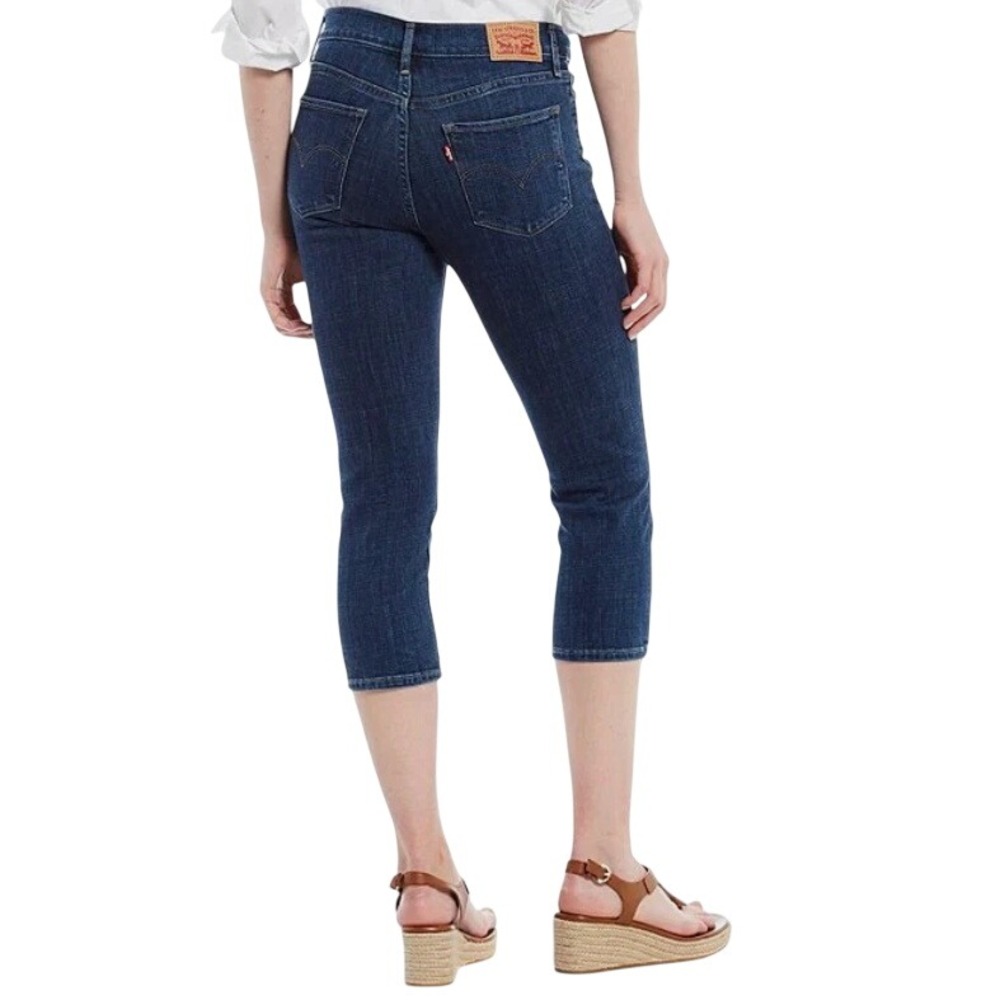 Levis 311 Shaping Skinny Leg Mid Rise Capris Jeans 20W Dark Indigo Blue Denim - Picture 2 of 3